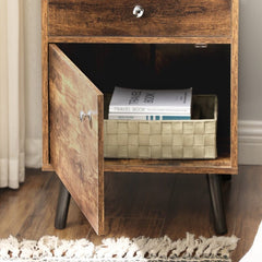 1 Drawer Nightstand in Rustic Brown Nightstand for the Bedroom, Which is Also An End Table for Snacks in The Living Room Or A Storage Table