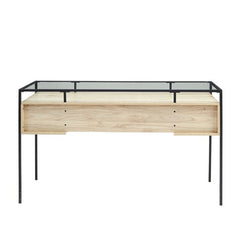 Birch Glass Desk Space for Important Documents and Sophisticated Office Supplies Contemporary Writing Desk