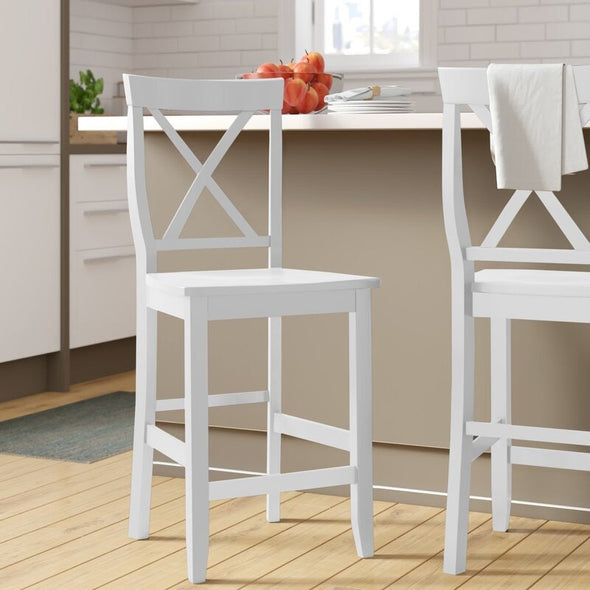 Set of 2 Solid Wood 24" Counter Stool X-Cross Back Footrest Improves Comfort Perfect for your Dining