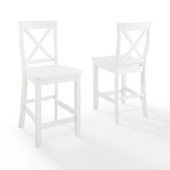 Set of 2 Solid Wood 24" Counter Stool X-Cross Back Footrest Improves Comfort Perfect for your Dining