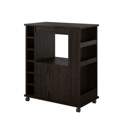 Espresso Kitchen Cart with Locking Wheels Open Shelf and Bottom Cabinet Kitchen Cart Provides the Extra Room you Need