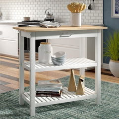 Kitchen Islands & Carts 40'' Solid Wood Prep Table Perfect for Space Saving for your Kitchen