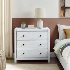 White Washed 3 Drawer Dresser Three-Drawer Accent Chest Stands on in Style Perfect for Storing Everything with Full Extension Side Glides