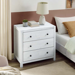 White Washed 3 Drawer Dresser Three-Drawer Accent Chest Stands on in Style Perfect for Storing Everything with Full Extension Side Glides