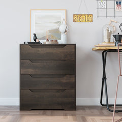 Dark Brown 4 Drawer Chest Provides you with Optimal Storage Space While Adding A Beautiful Style to your Room