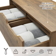 Rustic Brown 6 Drawer Unique Cut-Out Drawer Handles and Ample Desktop for Home Office Hunting for a Perfect Solution To All your Storage