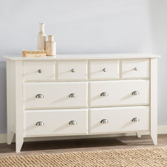 Soft White 6 Drawer Dresser Six Drawers on Ball-Bearing Glides Drawers Features Six Drawers that Open and Close on Smooth Metal Runners