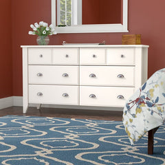 Soft White 6 Drawer Dresser Six Drawers on Ball-Bearing Glides Drawers Features Six Drawers that Open and Close on Smooth Metal Runners