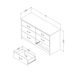 Nordik Oak 6 Drawer Double Dresser Six Handy Storage Drawers  Putting your Clothes Away is Easy Perfect for your Bedroom