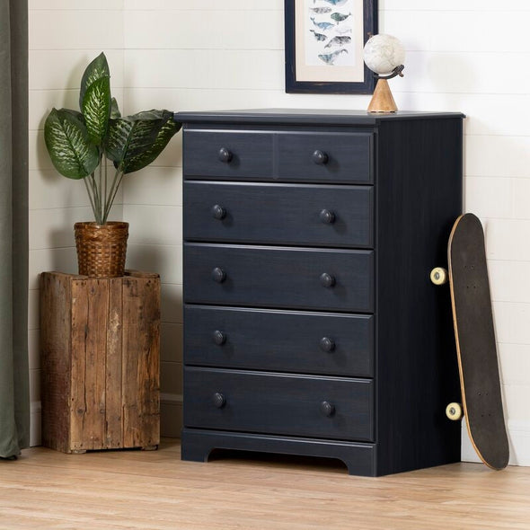 Blueberry 5 Drawer Chest Perfect for Tucking Away T-Shirts and Pants, Adding A Dresser Like This is a Great Option for Adding Organization