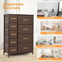 Brown 9 Drawer Double Dresser Organizational Needs Ideal for Small Spaces Such As Apartments, Condos, and Dorm Rooms