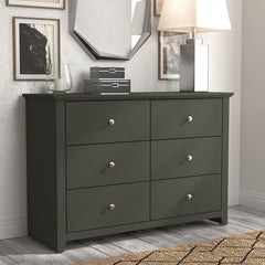 Graphite Grey 6 Drawer Double Dresser Greatest Partner to Adorn your House Perfect Place to Display your Stylish Decorations