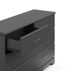 Gray 6 Drawer Double Dresser Dresser Combines Slender, Metal Handles and Modern Bracket Feet for Sophisticated Style