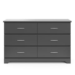 Gray 6 Drawer Double Dresser Dresser Combines Slender, Metal Handles and Modern Bracket Feet for Sophisticated Style