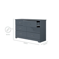 Gray 6 Drawer Double Dresser Dresser Combines Slender, Metal Handles and Modern Bracket Feet for Sophisticated Style