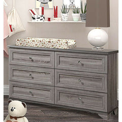 Weathered Oak 6 Drawer Double Dresser Six Large Drawers, Perfect for Tucking Away your Little One's Clothes or Toys