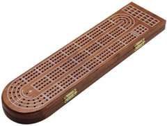 Wood Cribbage Board Game Set 3 Tracks with Metal Pegs Cards, Storage Area This three-track Cribbage Game is Played By 2 to 3 People. Players