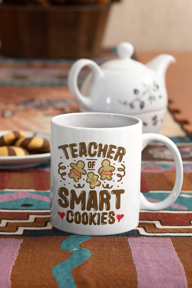 Teacher Of Smart Cookies Mug, Funny Xmas Teachers Coffee Mugs, Gingerbread Tumbler, Gifts for Teachers, Camp Mug Travel Mug Can Holder