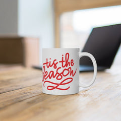 IMPERFECT Holiday Christmas Mug, Red Campfire Mug, Ceramic Mug, tis the season, Hand Lettered Mug, Camper Mug, have a cup of cheer