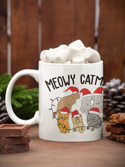 Meowy Catmas Christmas Coffee mug, Funny Cats Mug, Cat Mom, Kitty gift shirt, Christmas gift for Mom, Christmas Coffee mug Cat Lover Gift