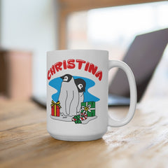 Personalized Hot Chocolate Mugs, Funny Christmas Mug, Secret Santa Gift, Penguin Mug, Kids Christmas Mugs, Childrens Hot Cocoa Mug