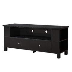 Black TV Stand for TVs up to 65" Boasting Both Style and Storage Space Also Space for all your DVDs and Players Thanks To Two Open Shelves