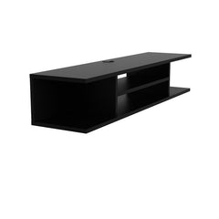 Black Floating TV Stand for TVs up to 70" Four Open Shelves Providing Storage Space for your Books, Electronic Devices and Media Equipment