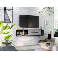 Gray Natural Oak Electra Floating TV Stand for TVs up to 55" This modern wall-mountable TV stand with A Space-Conscious Design