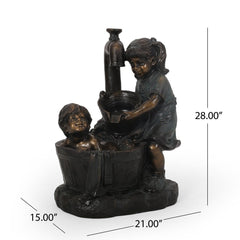 Hermanitos Fountain Garner grins and Giggles and Bring a Bucket Load of Fun to Your Patio or Porch Depicting a Lovely and Whimsical Scene