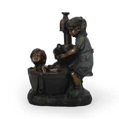 Hermanitos Fountain Garner grins and Giggles and Bring a Bucket Load of Fun to Your Patio or Porch Depicting a Lovely and Whimsical Scene