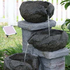 Vega Polystone Solar Fountain with Light Make a Large Statement with Little Effort by Adding This Naturally Carved Water Fountain