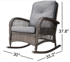 Salerno Outdoor Handwoven Resin Wicker Rocking Chair Enjoy lazy Summer Afternoons Outside with This Comfy Rocking Chair - Grey