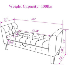 Solid Wood Flip Top Storage Bench The bench Have Beautiful Appearance with Button Tufts Design, can store a lot of Things.