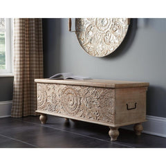 Amirah Wood Flip Top Storage Bench Bring Boho-chic Style to your Space with this Ornate Storage Bench Crafted of Solid Wood