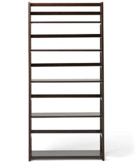 Normandy SOLID WOOD 63 inch x 30 inch Transitional Ladder Shelf Bookcase - 30"w x 15.9"d x 63"h Sometimes a Room Calls for a Light - Black