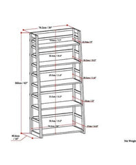 Normandy SOLID WOOD 63 inch x 30 inch Transitional Ladder Shelf Bookcase - 30"w x 15.9"d x 63"h Sometimes a Room Calls for a Light - Black