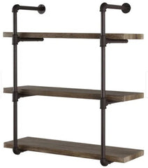 3-tier Faux Wood Industrial Pipe Wall Shelf Embrace Industrial Style with this 3-Tier Wall Shelf, The Pipe-Style Iron Frame is Fitted