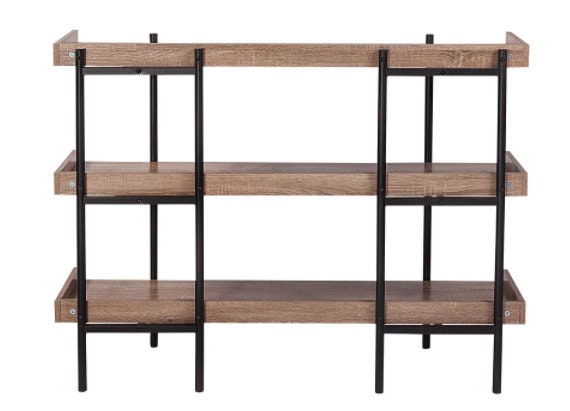 Modern Etagere Wood and Steel 3-shelf Display - Classic Oak Offer Your Space Both Function & Style, With This Charming Three-Shelf Display.