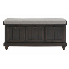 Antique Black Hemmer Upholstered Flip Top Storage Bench Pulling Double Duty as a Sitting and Storage Area Antique Finish for Classic Style