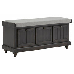 Antique Black Hemmer Upholstered Flip Top Storage Bench Pulling Double Duty as a Sitting and Storage Area Antique Finish for Classic Style