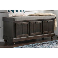 Antique Black Hemmer Upholstered Flip Top Storage Bench Pulling Double Duty as a Sitting and Storage Area Antique Finish for Classic Style