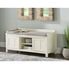 Wood Cushioned Storage Bench Keep your Entryway Or Mudroom Storage Vench. A Plush Foam-Filled Cushion Gives you A Comfortable Spot