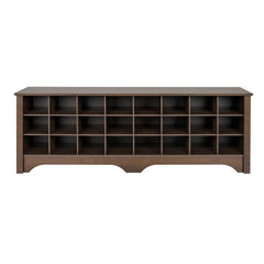 Rich Espresso 24 Pair Shoe Storage Cubby Bench, Multiple Finishes Multi-Compartment Shoe Storage Bench. 24 Open Cubbies Hold your Sneakers