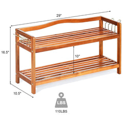 2-Tier Wood Shoe Rack Freestanding Shoe Storage Organizer This Shoe Rack is A Great Addition for Nearly Any Home As A Simple Home Storage