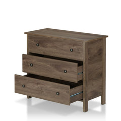 Distressed Walnut Dresser - 3-Drawer Gliding Drawers Provide Plenty of Space for your Clothing Ball Bearing Metal Glides