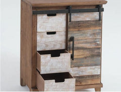 Rustic Sliding Door Wood Cabinet Declutter and Organize While Adding A Rustic Touch to your Space with this Four-Drawer Cabinet