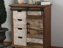 Rustic Sliding Door Wood Cabinet Declutter and Organize While Adding A Rustic Touch to your Space with this Four-Drawer Cabinet