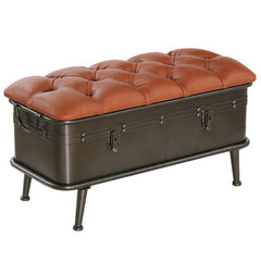 Faux Leather Flip Top Storage Bench Storage Bench Brings the Beauty of Masculine Industrial Style to your Home