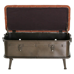 Faux Leather Flip Top Storage Bench Storage Bench Brings the Beauty of Masculine Industrial Style to your Home