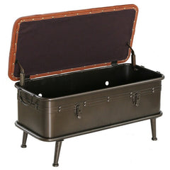 Faux Leather Flip Top Storage Bench Storage Bench Brings the Beauty of Masculine Industrial Style to your Home